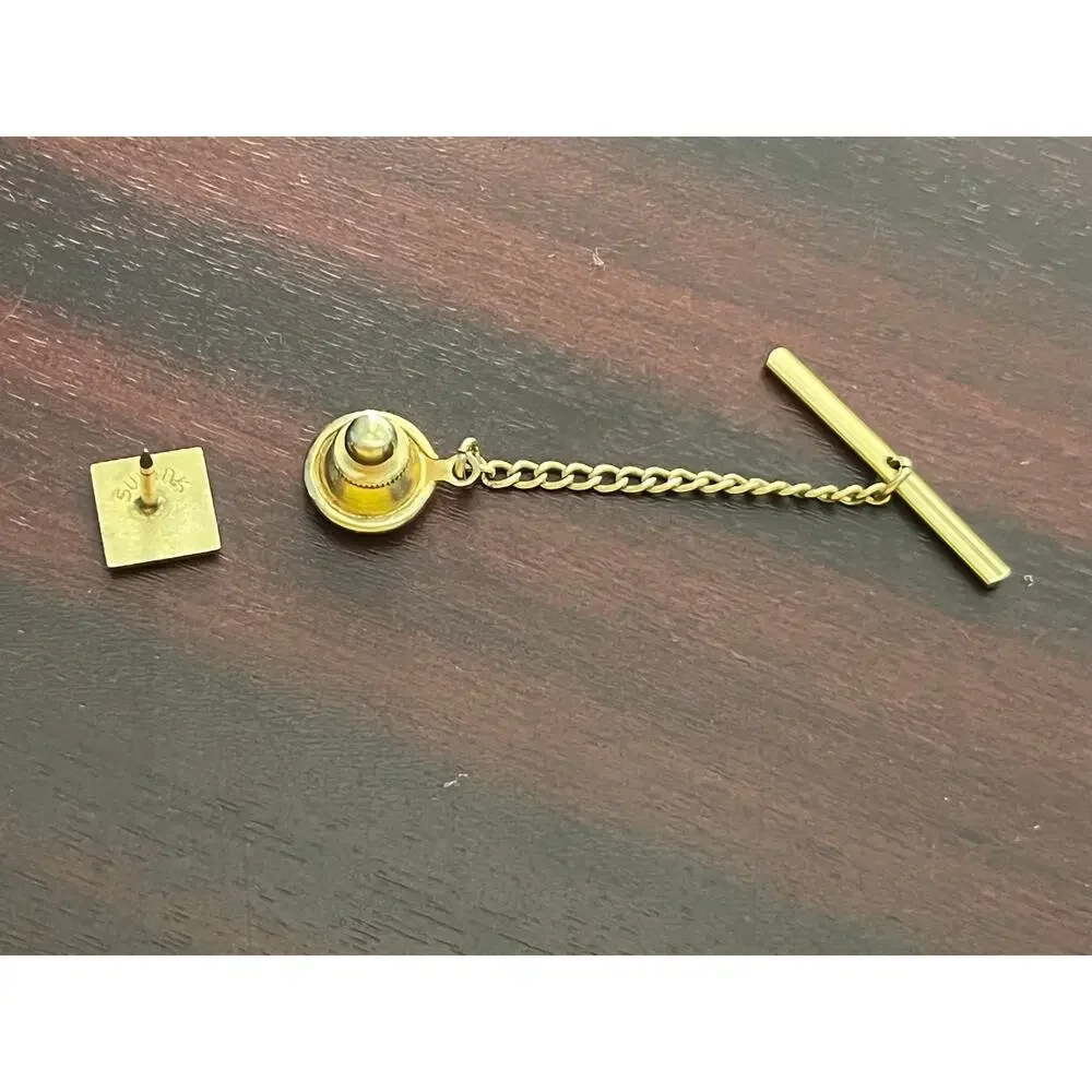 VTG Tie Tacks Lot of 2 Swank Gold Tone Rhinestone Silver Tone